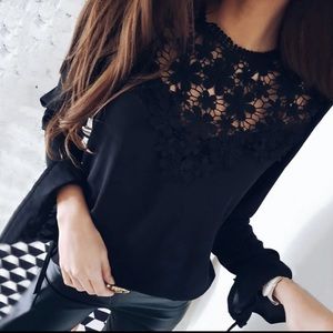 👚 NWOT Sweet Flower Lace Sexy Hollow Out Top